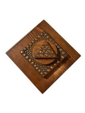 Mid Century Modern Copper Sheet And Wood Wall Art Sculpture